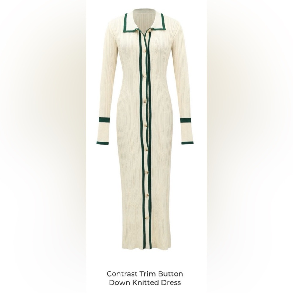 Contrast Trim Button Down Knitted
Dress -worn twice